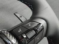 BMW F-SERIES NAPPA LEATHER TRI-STITCH / CUSTOM BLACK OUT / CARBON FIBRE M4 FASCIA STEERING WHEEL - BMW 1 2 3 4 5 X SERIES