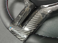 BMW F-SERIES NAPPA LEATHER TRI-STITCH / CUSTOM BLACK OUT / CARBON FIBRE M4 FASCIA STEERING WHEEL - BMW 1 2 3 4 5 X SERIES