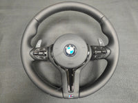 BMW F-SERIES NAPPA LEATHER BLACK STITCH / BLACK OUT / M4 FASCIA STEERING WHEEL - BMW 1 2 3 4 5 X SERIES