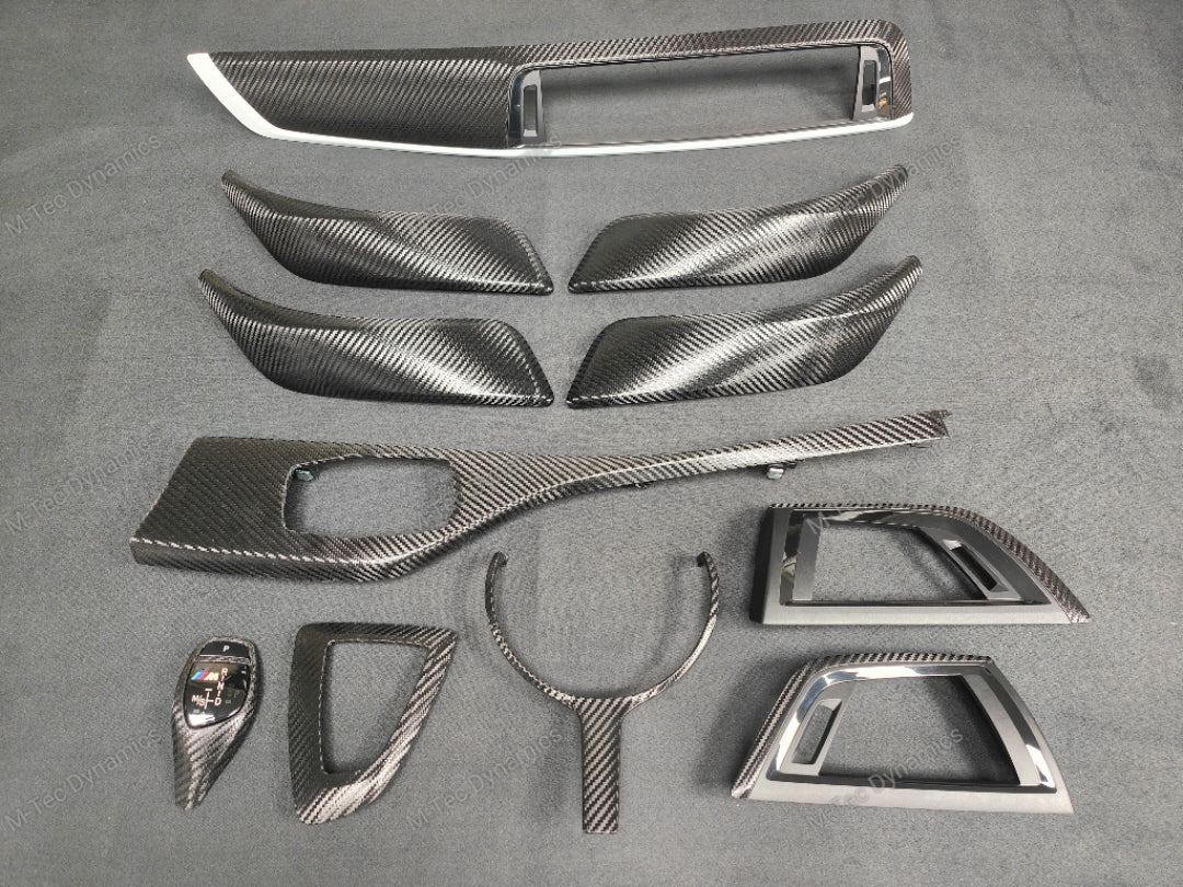 WRAPPING SERVICE - BMW F20 F21 F22 F23 LCI-2 CUSTOM INTERIOR TRIM SET - TEXTURED CARBON / CUSTOM COLOUR ACCENT TRIM