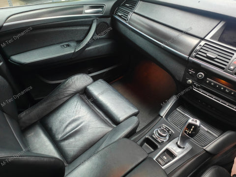 BMW X5 E70 / X6 E71 INTERIOR WRAPPING SERVICE - BLACK DEEP TEXTURED CARBON