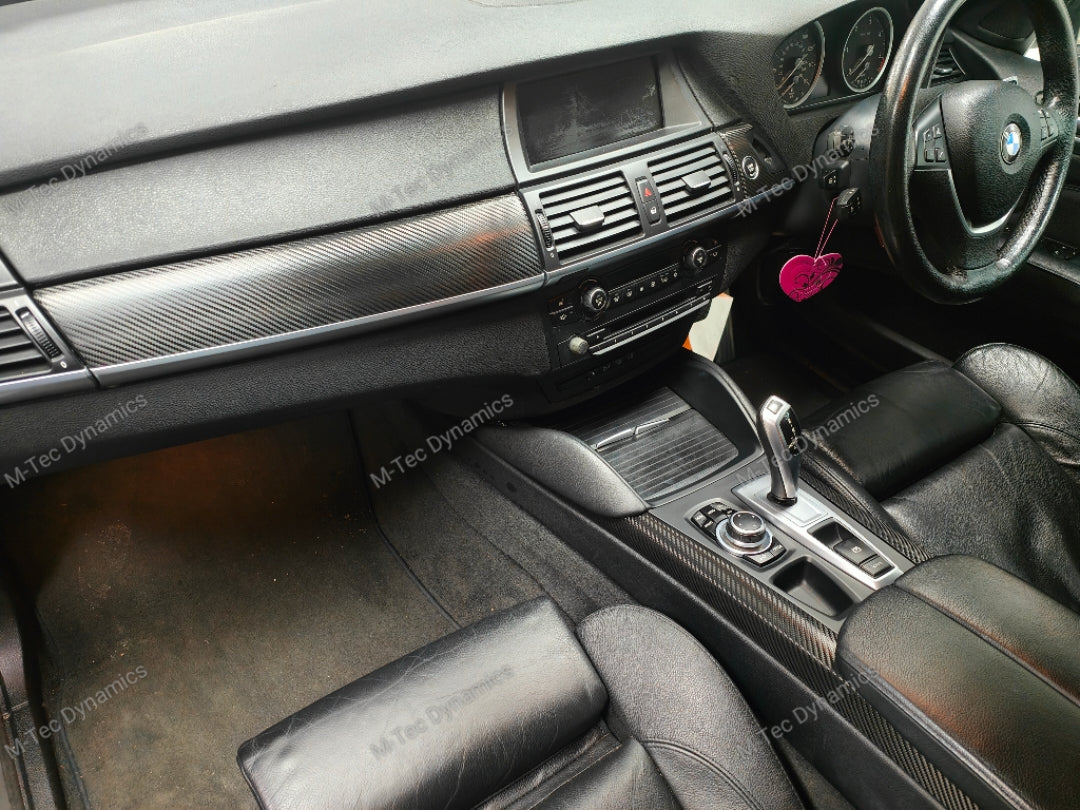 BMW X5 E70 / X6 E71 INTERIOR WRAPPING SERVICE - BLACK DEEP TEXTURED CARBON