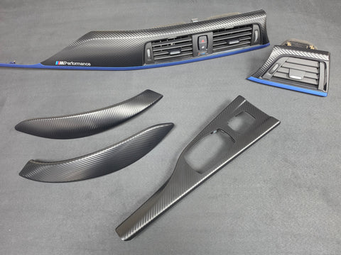 BMW F33 CONVERTIBLE INTERIOR TRIM SET - 3D CARBON / BLUE ACCENT