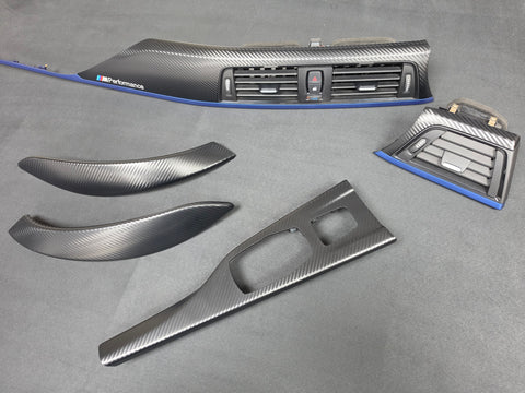 BMW F33 CONVERTIBLE INTERIOR TRIM SET - 3D CARBON / BLUE ACCENT