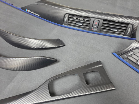 BMW F33 CONVERTIBLE INTERIOR TRIM SET - 3D CARBON / BLUE ACCENT