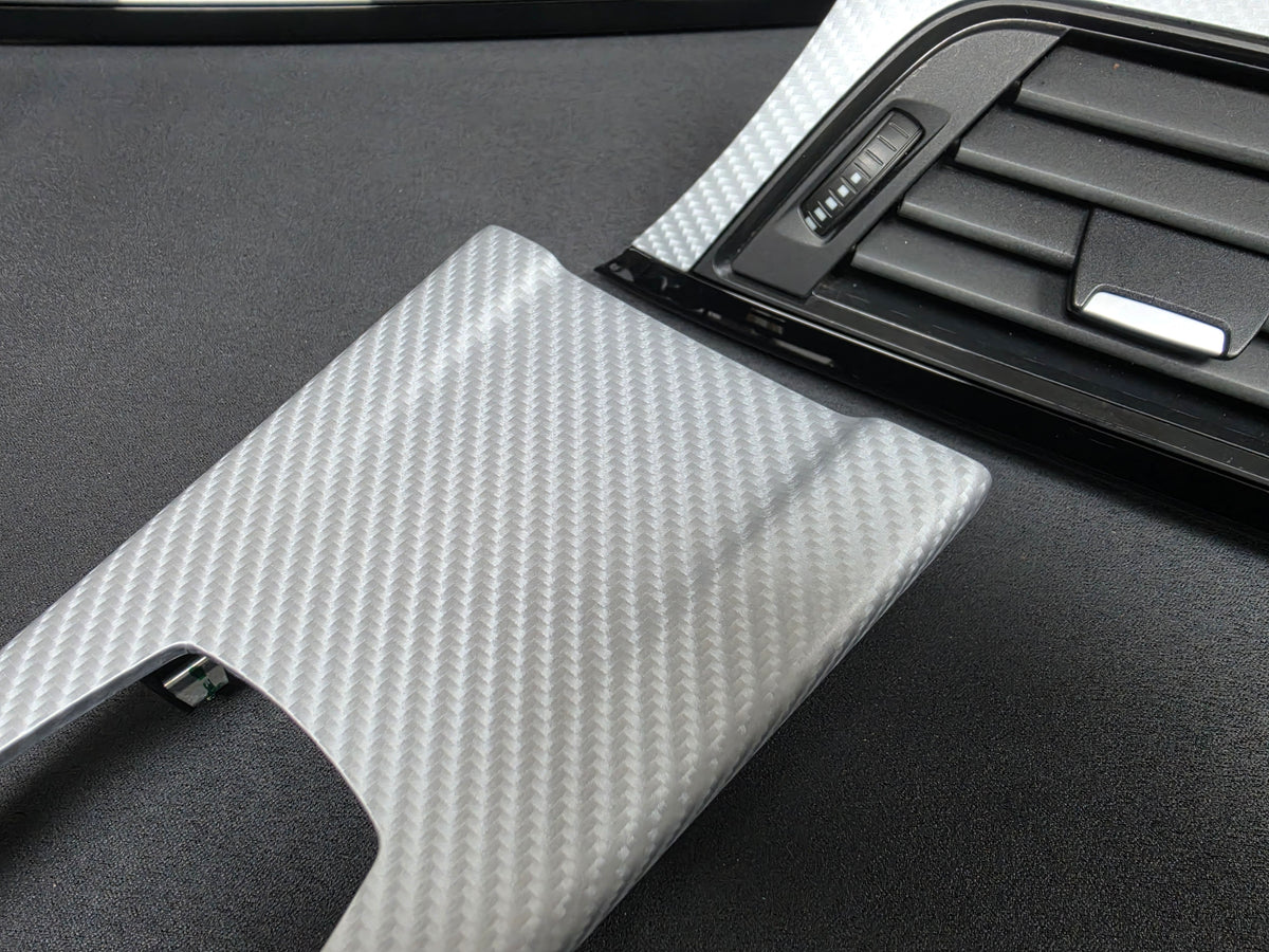 BMW F30 F31 F36 INTERIOR TRIM SET - 4D SILVER CARBON / BLACK ACCENT