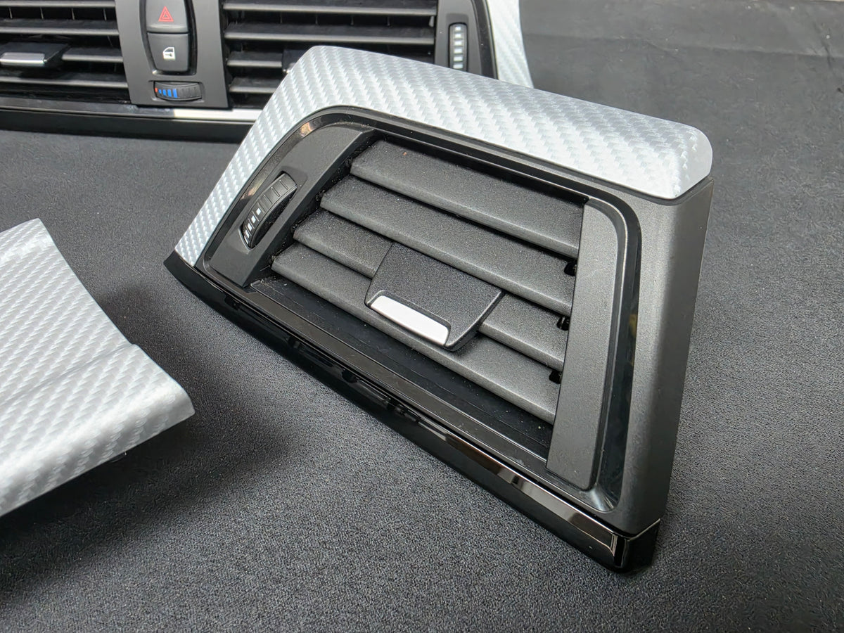 BMW F30 F31 F36 INTERIOR TRIM SET - 4D SILVER CARBON / BLACK ACCENT