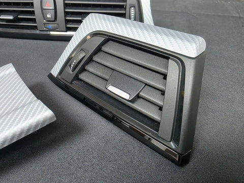 BMW F30 F31 F36 F80 INTERIOR TRIM SET - 4D SILVER CARBON / BLACK ACCENT