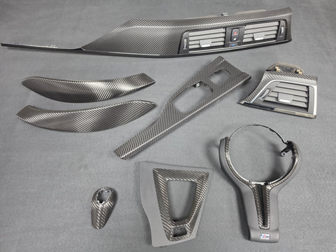 BMW F83 M4 CONVERTIBLE COMPLETE INTERIOR TRIM SET - DEEP TEXTURED GLOSSY CARBON / SHADOW ACCENT