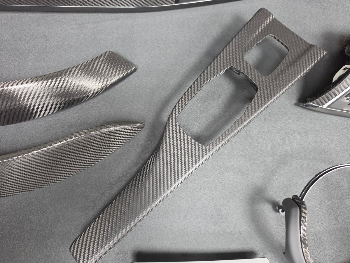 BMW F83 M4 CONVERTIBLE COMPLETE INTERIOR TRIM SET - DEEP TEXTURED GLOSSY CARBON / SHADOW ACCENT