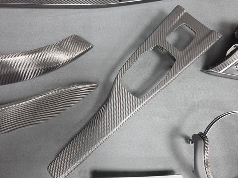 BMW F83 M4 CONVERTIBLE COMPLETE INTERIOR TRIM SET - DEEP TEXTURED GLOSSY CARBON / SHADOW ACCENT