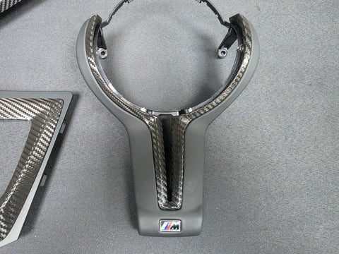 BMW F82 M4 COUPE COMPLETE INTERIOR TRIM SET - DEEP TEXTURED GLOSSY CARBON / SHADOW ACCENT