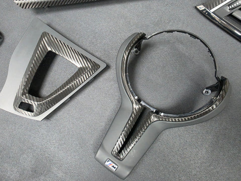 BMW F83 M4 CONVERTIBLE COMPLETE INTERIOR TRIM SET - DEEP TEXTURED GLOSSY CARBON / SHADOW ACCENT