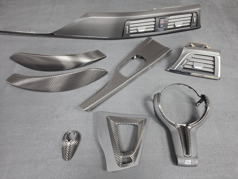 BMW F82 M4 COUPE COMPLETE INTERIOR TRIM SET - DEEP TEXTURED GLOSSY CARBON / SHADOW ACCENT