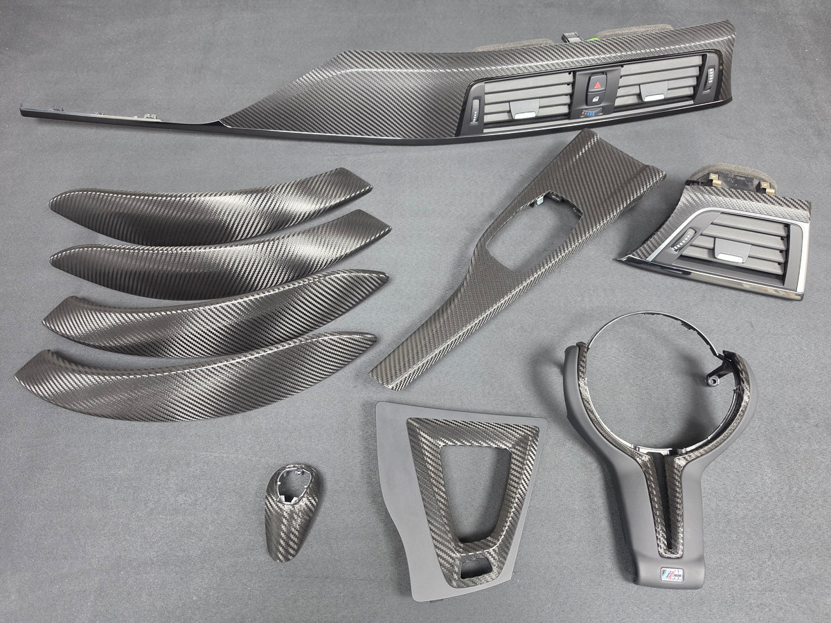 BMW F80 M3 SALOON COMPLETE INTERIOR TRIM SET - DEEP TEXTURED GLOSSY CARBON / SHADOW ACCENT
