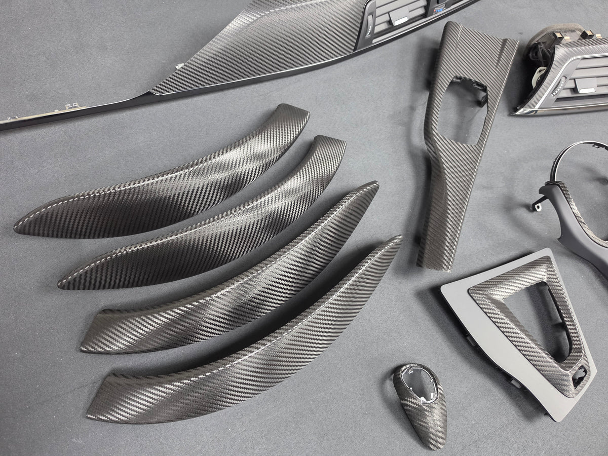 BMW F80 M3 SALOON COMPLETE INTERIOR TRIM SET - DEEP TEXTURED GLOSSY CARBON / SHADOW ACCENT
