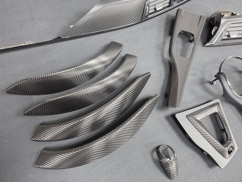 BMW F80 M3 SALOON COMPLETE INTERIOR TRIM SET - DEEP TEXTURED GLOSSY CARBON / SHADOW ACCENT