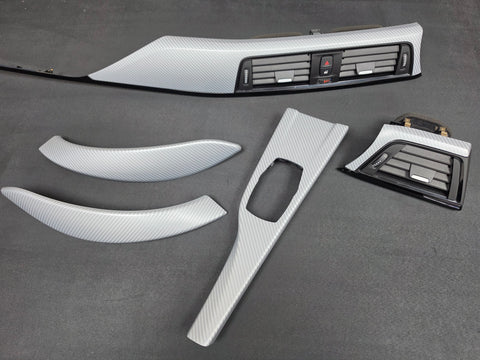 BMW F32 COUPE F82 M4 INTERIOR TRIM SET - 4D SILVER CARBON / BLACK ACCENT