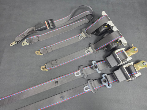 BMW E36 M3 COMPETITION STYLE TRI-COLOUR FRONT & REAR SEAT BELT SET