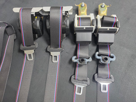 BMW E36 M3 COMPETITION STYLE TRI-COLOUR FRONT & REAR SEAT BELT SET