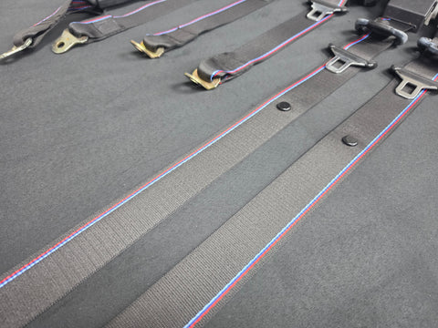 BMW E36 M3 COMPETITION STYLE TRI-COLOUR FRONT & REAR SEAT BELT SET