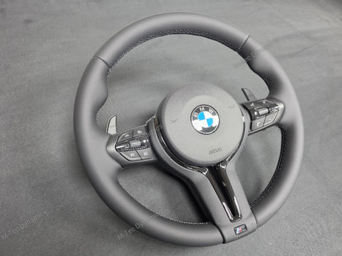 BMW F-SERIES NAPPA LEATHER BLACK STITCH / BLACK OUT / M4 FASCIA STEERING WHEEL - BMW 1 2 3 4 5 X SERIES (2)