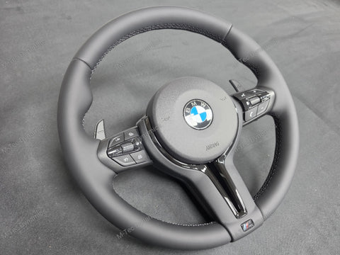 BMW F-SERIES NAPPA LEATHER BLACK STITCH / BLACK OUT / M4 FASCIA STEERING WHEEL - BMW 1 2 3 4 5 X SERIES (2)