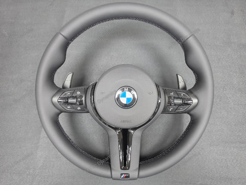 BMW F-SERIES NAPPA LEATHER BLACK STITCH / BLACK OUT / M4 FASCIA STEERING WHEEL - BMW 1 2 3 4 5 X SERIES (2)