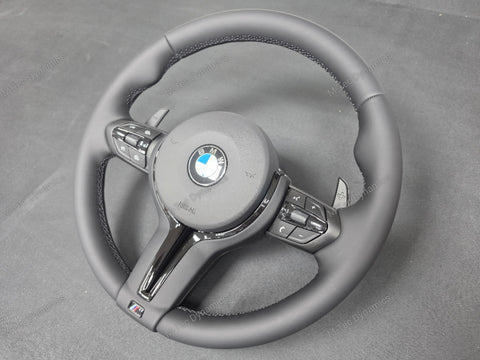 BMW F-SERIES NAPPA LEATHER BLACK STITCH / BLACK OUT / M4 FASCIA STEERING WHEEL - BMW 1 2 3 4 5 X SERIES (2)