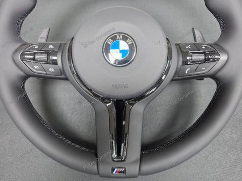 BMW F-SERIES NAPPA LEATHER BLACK STITCH / BLACK OUT / M4 FASCIA STEERING WHEEL - BMW 1 2 3 4 5 X SERIES (2)