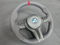 BMW F-SERIES (MANUAL) NAPPA LEATHER TRI-STITCH / ALCANTARA / RED RING STEERING WHEEL - BMW 1 2 3 4 5 X SERIES