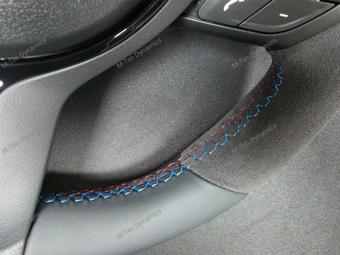 BMW F-SERIES (MANUAL) NAPPA LEATHER TRI-STITCH / ALCANTARA / RED RING STEERING WHEEL - BMW 1 2 3 4 5 X SERIES