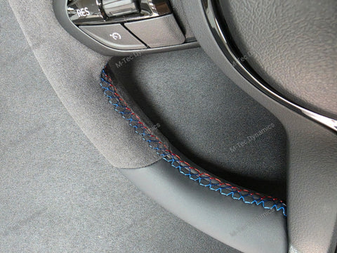 BMW F-SERIES (MANUAL) NAPPA LEATHER TRI-STITCH / ALCANTARA / RED RING STEERING WHEEL - BMW 1 2 3 4 5 X SERIES