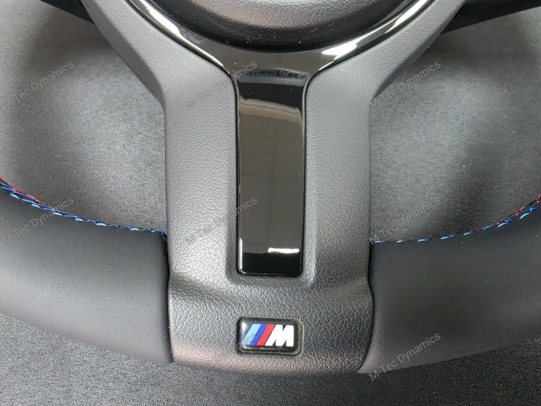 BMW F-SERIES (MANUAL) NAPPA LEATHER TRI-STITCH / ALCANTARA / RED RING STEERING WHEEL - BMW 1 2 3 4 5 X SERIES
