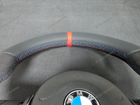 BMW F-SERIES (MANUAL) NAPPA LEATHER TRI-STITCH / ALCANTARA / RED RING STEERING WHEEL - BMW 1 2 3 4 5 X SERIES