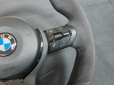 BMW F-SERIES (MANUAL) NAPPA LEATHER TRI-STITCH / ALCANTARA / RED RING STEERING WHEEL - BMW 1 2 3 4 5 X SERIES