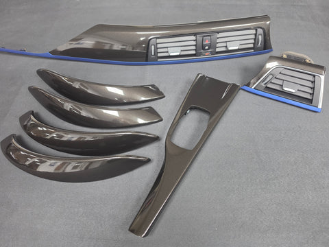 BMW F30/ F31 LCI INTERIOR TRIM SET - METALLIC BLACK / BLUE ACCENT