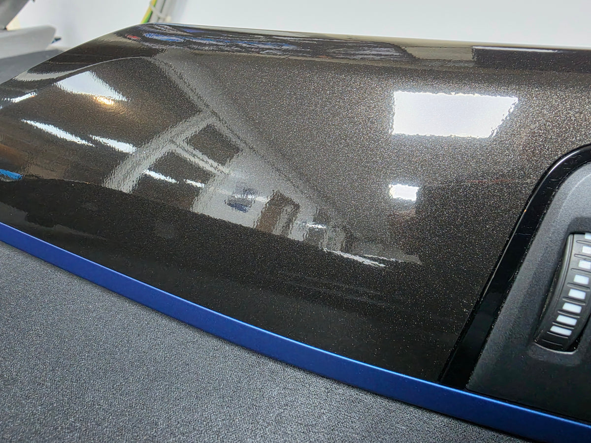 BMW F30 F31 F36 LCI INTERIOR TRIM SET - METALLIC BLACK / BLUE ACCENT