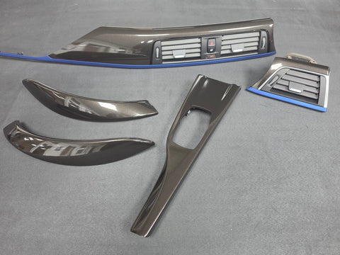 BMW F32 COUPE LCI INTERIOR TRIM SET - METALLIC BLACK / BLUE ACCENT