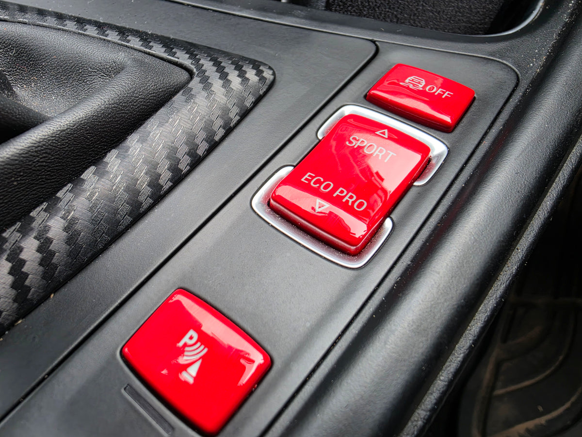 BMW F-SERIES RED DRIVE MODE & PDC BUTTONS - 1/2/3/4/5 SERIES F1X F2X F3X F30 F32