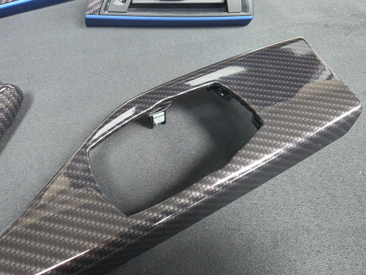 BMW F21 F22 INTERIOR TRIM SET - HIGH GLOSS CARBON / BLUE ACCENT TRIM