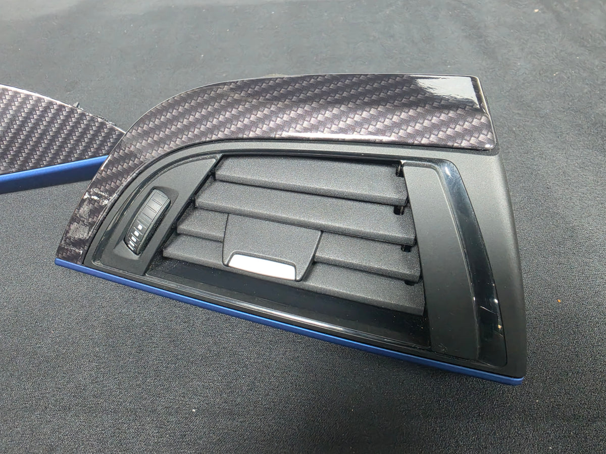 BMW F21 F22 INTERIOR TRIM SET - HIGH GLOSS CARBON / BLUE ACCENT TRIM