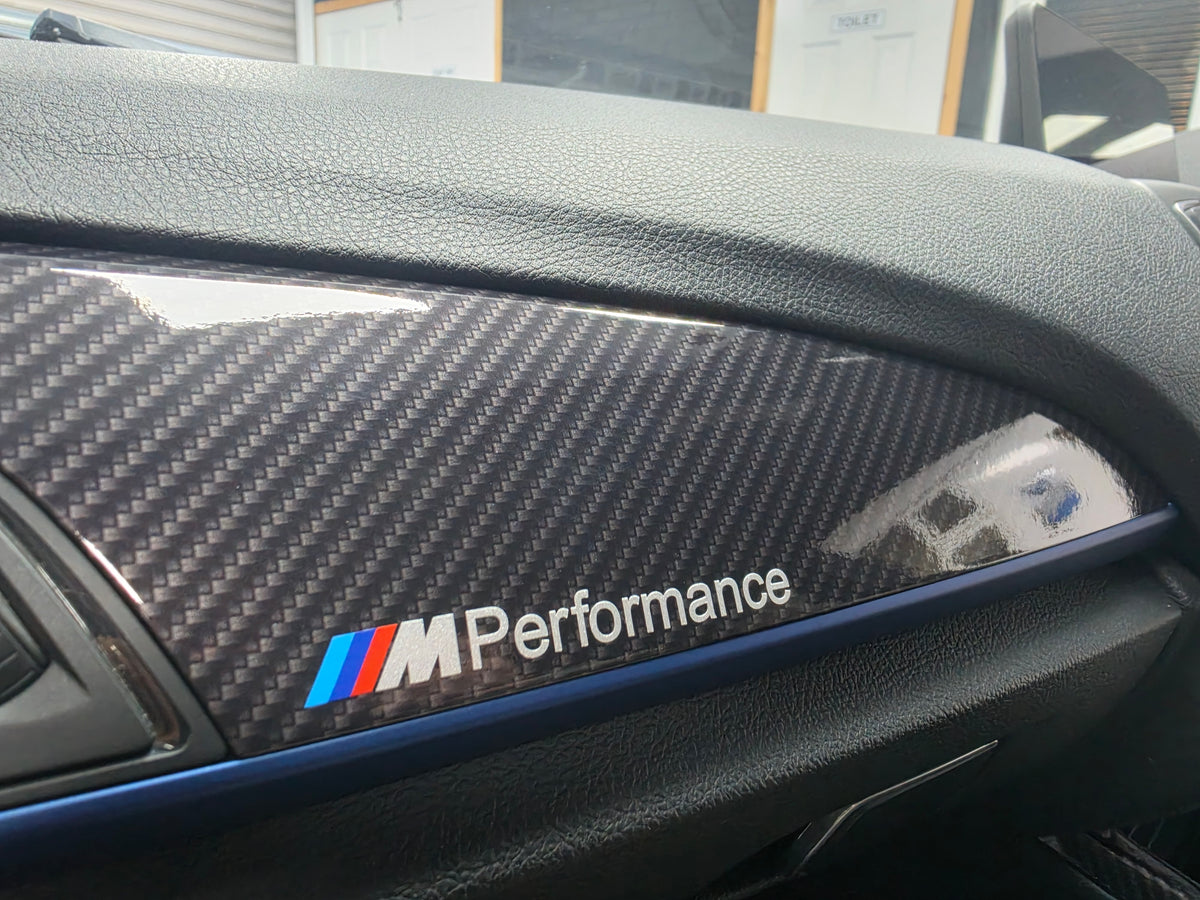 BMW F21 F22 INTERIOR TRIM SET - HIGH GLOSS CARBON / BLUE ACCENT TRIM