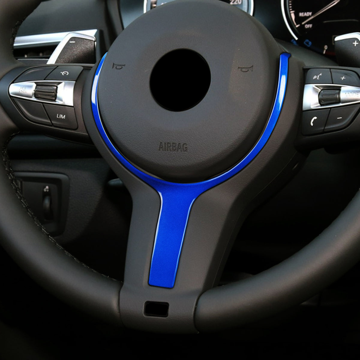 BMW F-SERIES BLUE M-SPORT STEERING WHEEL TRIM - 1/2/3/4/5 SERIES F1X F2X F3X