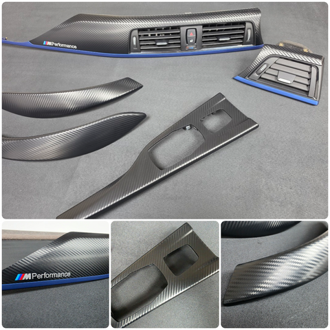 BMW F33 CONVERTIBLE INTERIOR TRIM SET - 3D CARBON / BLUE ACCENT
