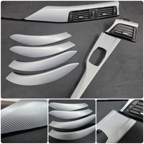 BMW F30 F31 F36 F80 INTERIOR TRIM SET - 4D SILVER CARBON / BLACK ACCENT