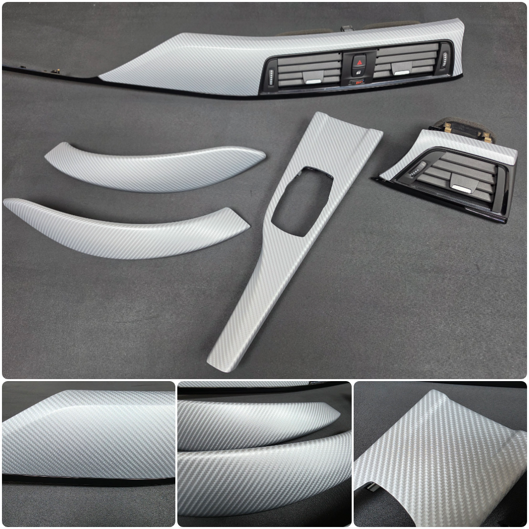 BMW F32 COUPE F82 M4 INTERIOR TRIM SET - 4D SILVER CARBON / BLACK ACCENT