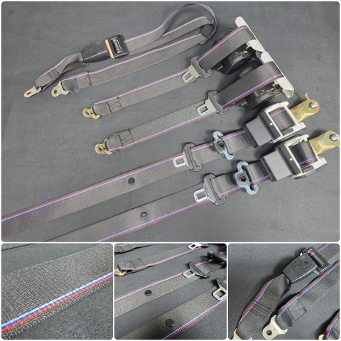 BMW E36 M3 COMPETITION STYLE TRI-COLOUR FRONT & REAR SEAT BELT SET