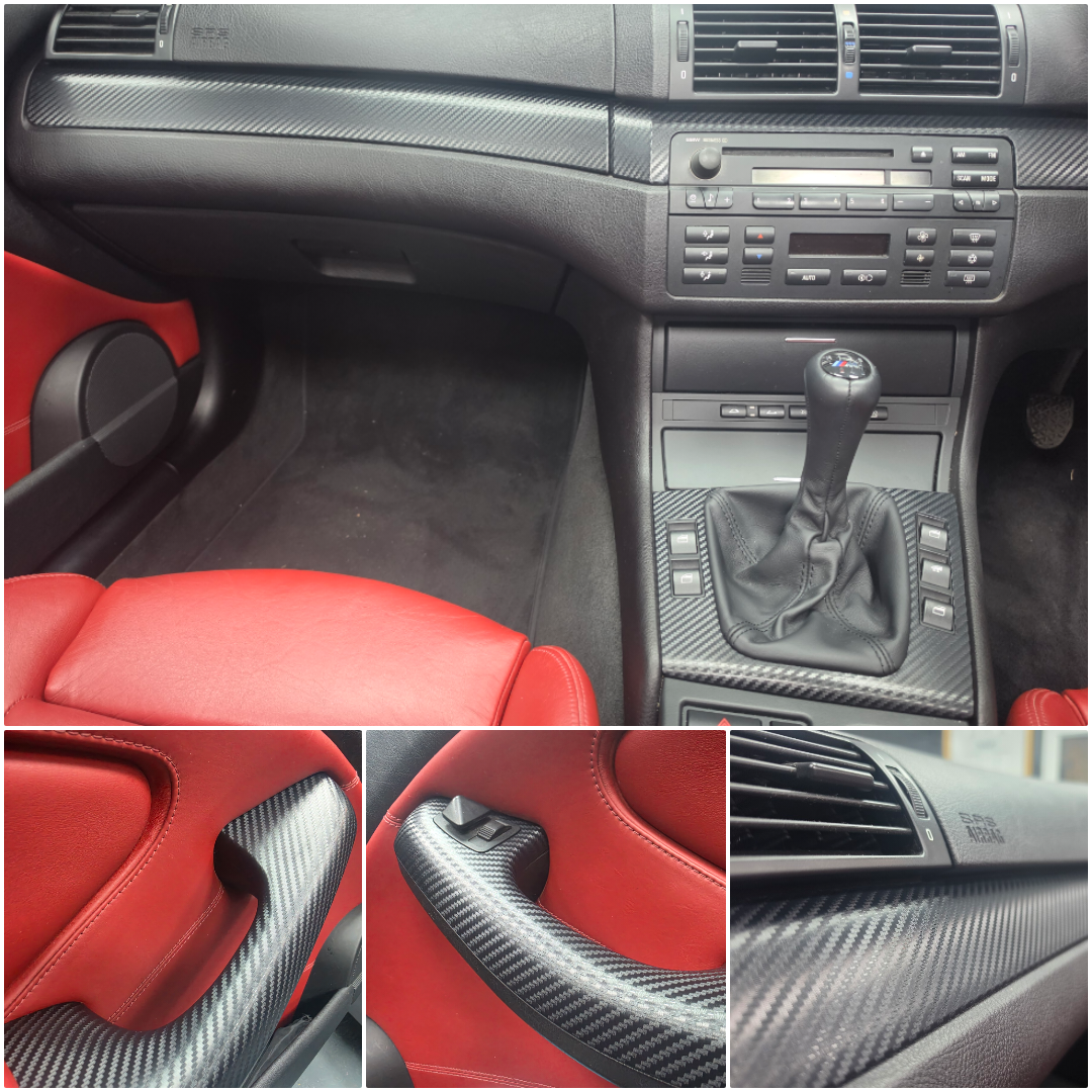 REMOVAL, WRAP & REFIT SERVICE - BMW E46 M3 COUPE / CONVERTIBLE INTERIOR TRIM SET - 3D CARBON