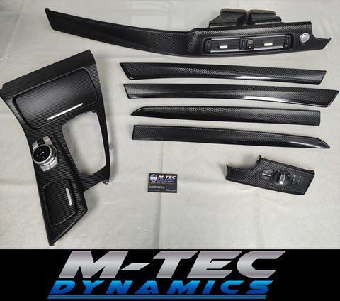 BMW F10 F11 AUTO INTERIOR TRIM SET - DEEP TEXTURED GLOSSY BLACK CARBON / BLACK ACCENT (MTD-TEX)